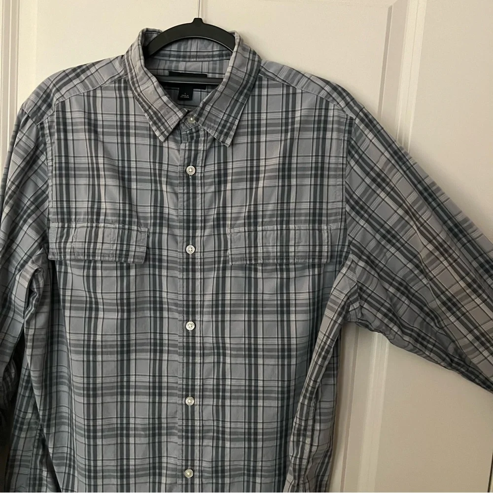 Banana Republic mens plaid long sleeve casual button down shirt | size Large